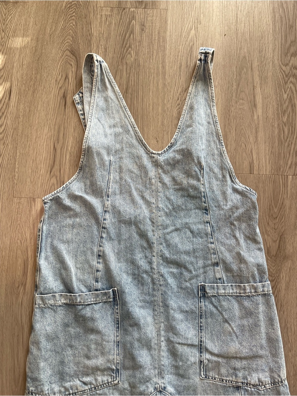 We The Free Light Blue Denim Overalls with Cream Layering Tee - Picture 3 of 11